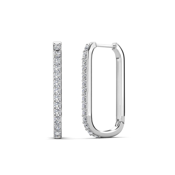 Cate & Chloe Jewelry - Nadia 18k White Gold Plated Crystal Hoop Earrings
